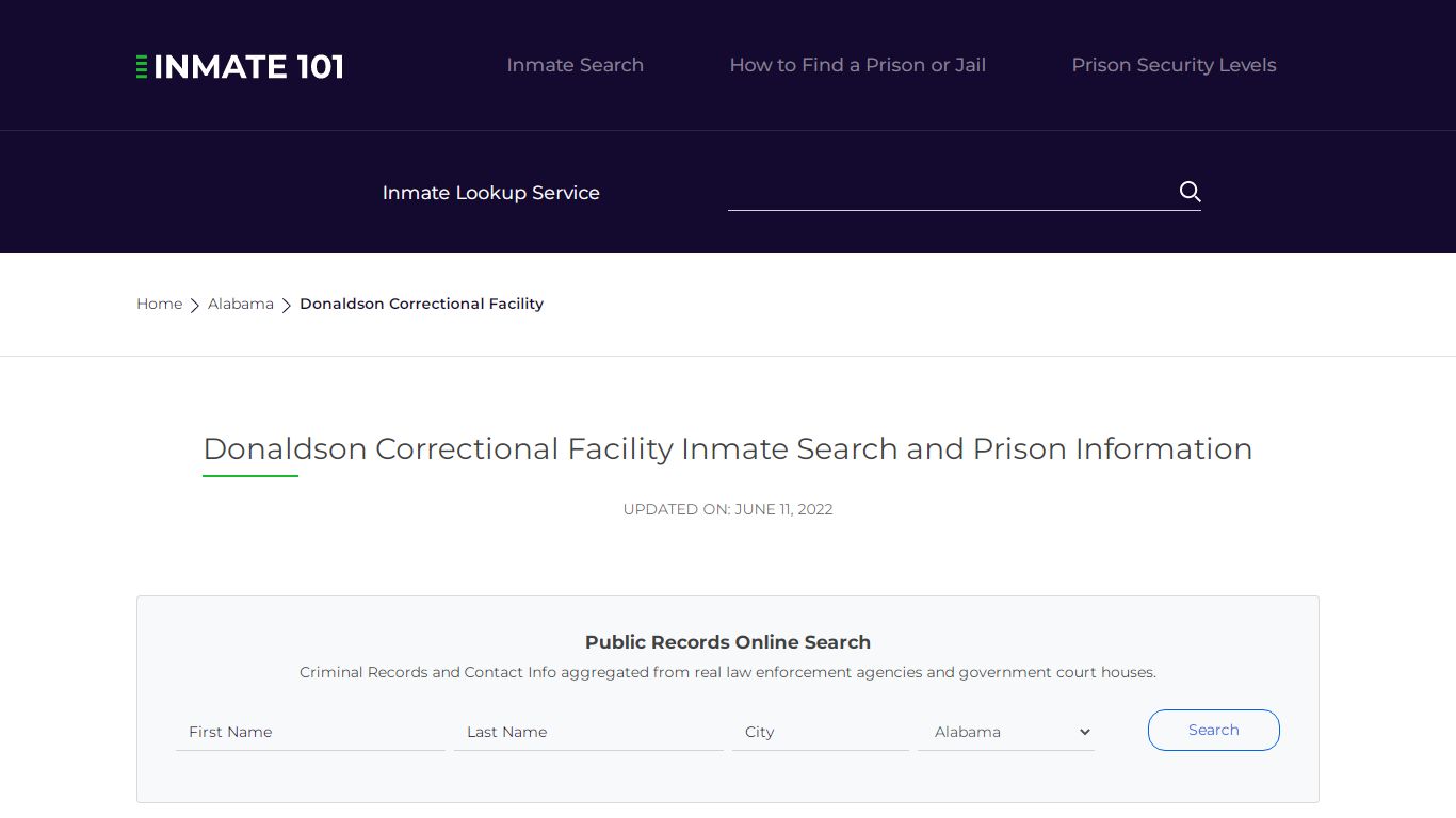 Donaldson Correctional Facility Inmate Search, Visitation, Phone no ...